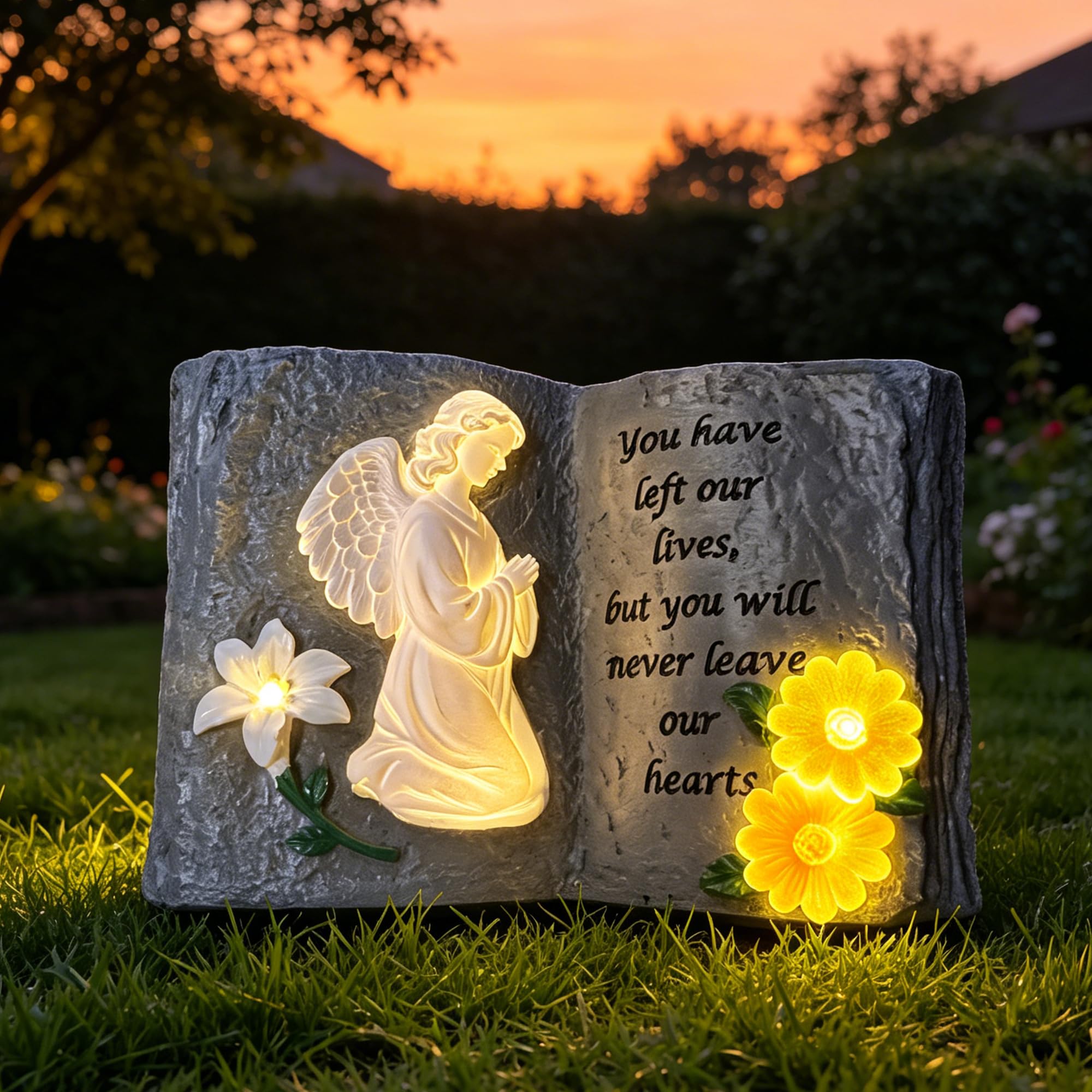 Solar Angel-Book Resin Statue, Cemetery Garden Decor — image 1
