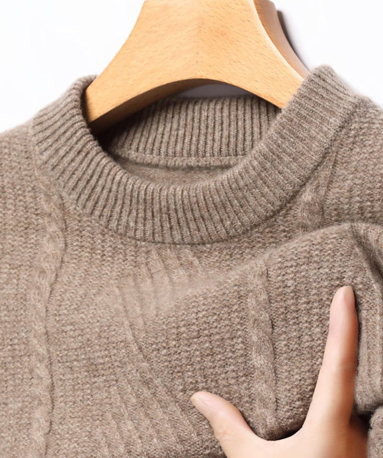 HNVAVQ Maglione 100% Cashmere Uomo Girocollo Pullover Invernale