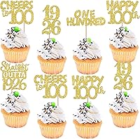 Vista 55 de 30 piezas de decoraciones para pastel de cumpleaños número 10, decoraciones de cupcakes negras con brillo, 10 feliz cumple, directo desde 2016, 10