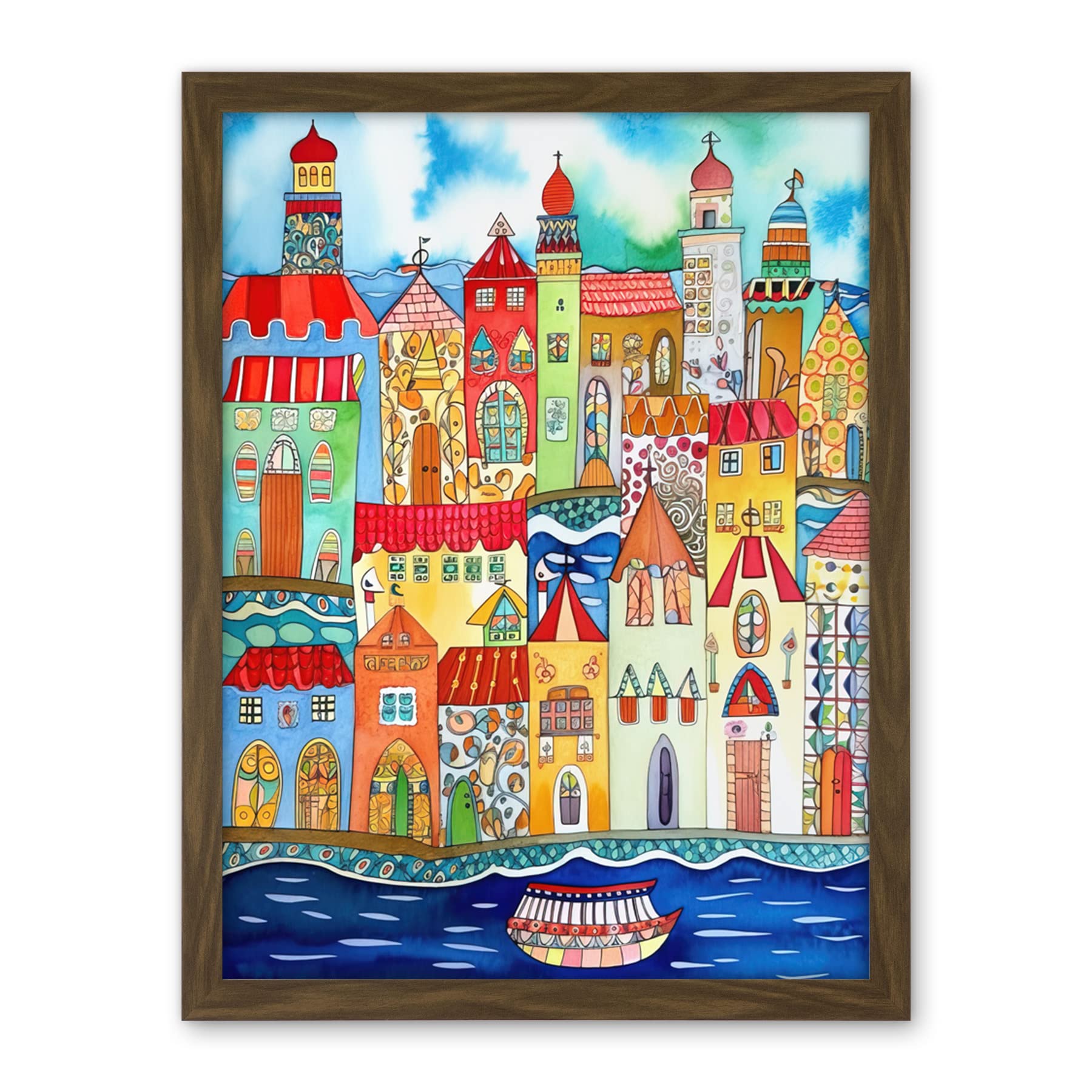 Artery8 Tangier Morocco Folk Art Artwork Framed Wall Art Print 18X24 Inch