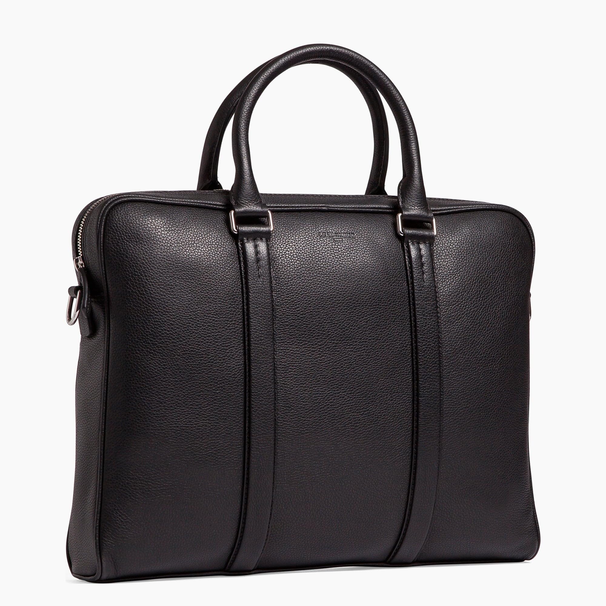 Le Tanneur, porte documents, sac ordinateur 17 pouces, en cuir, charles, homme, poche moussée ordi, poches de rangement, malette, porté main, bandoulière, sac business, travail