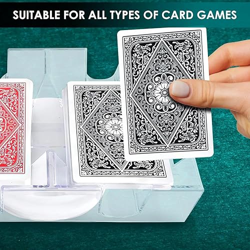 Miniatura 9 de Portatarjetas para cartas  Soporte giratorio de 360 de doble cubierta para juego de cartas de fase 10, bandeja de plástico para juegos de cartas Uno