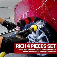 Vista 6 de Cepillo limpiador de ruedas, cepillo de barril de rueda, cepillo largo de limpieza de llantas de automóvil, cepillo de cerdas suaves, cepillo