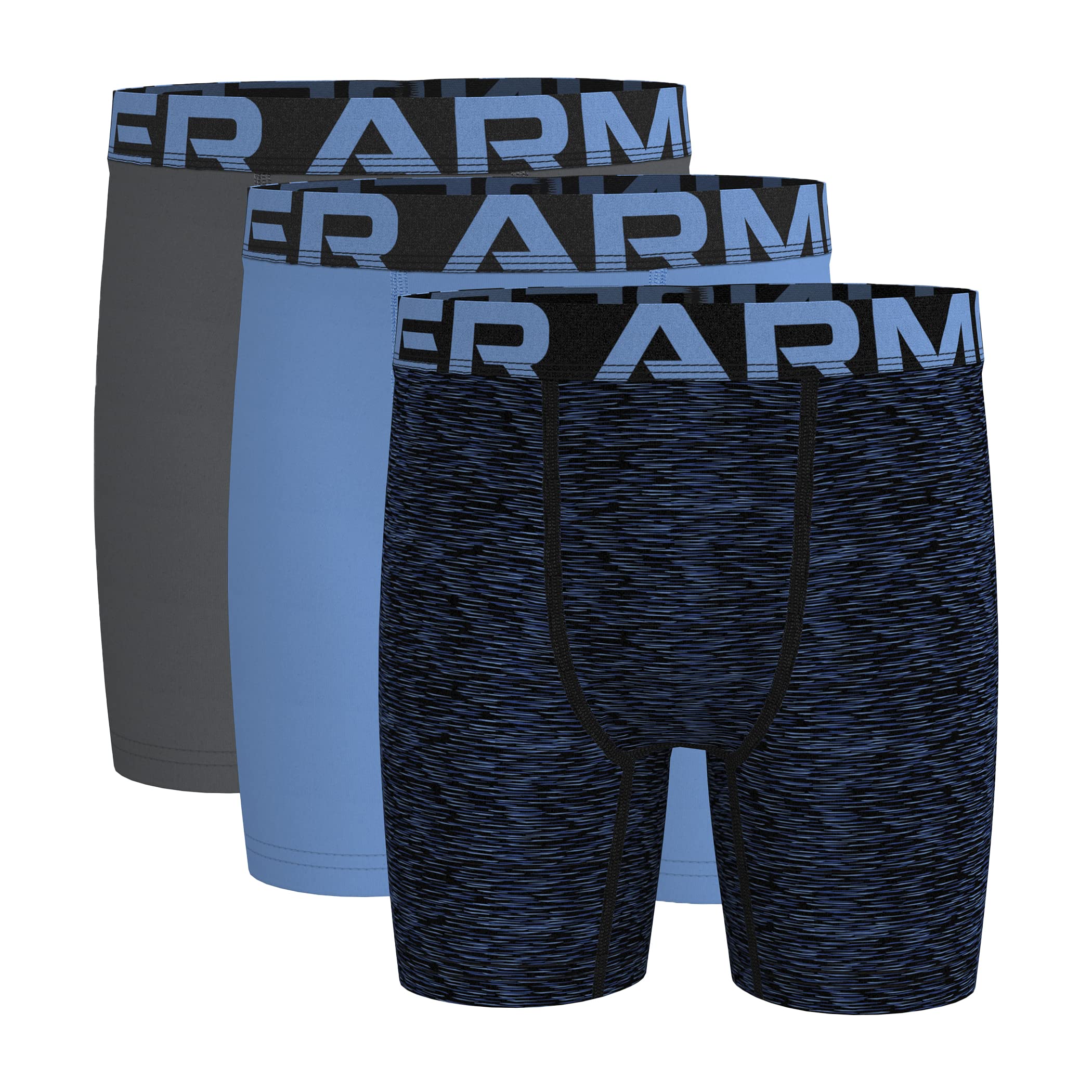 Under Armour Boys' Performance Boxer Briefs, Lightweight & Smooth Stretch Fit, Carolina Blue Twist, S