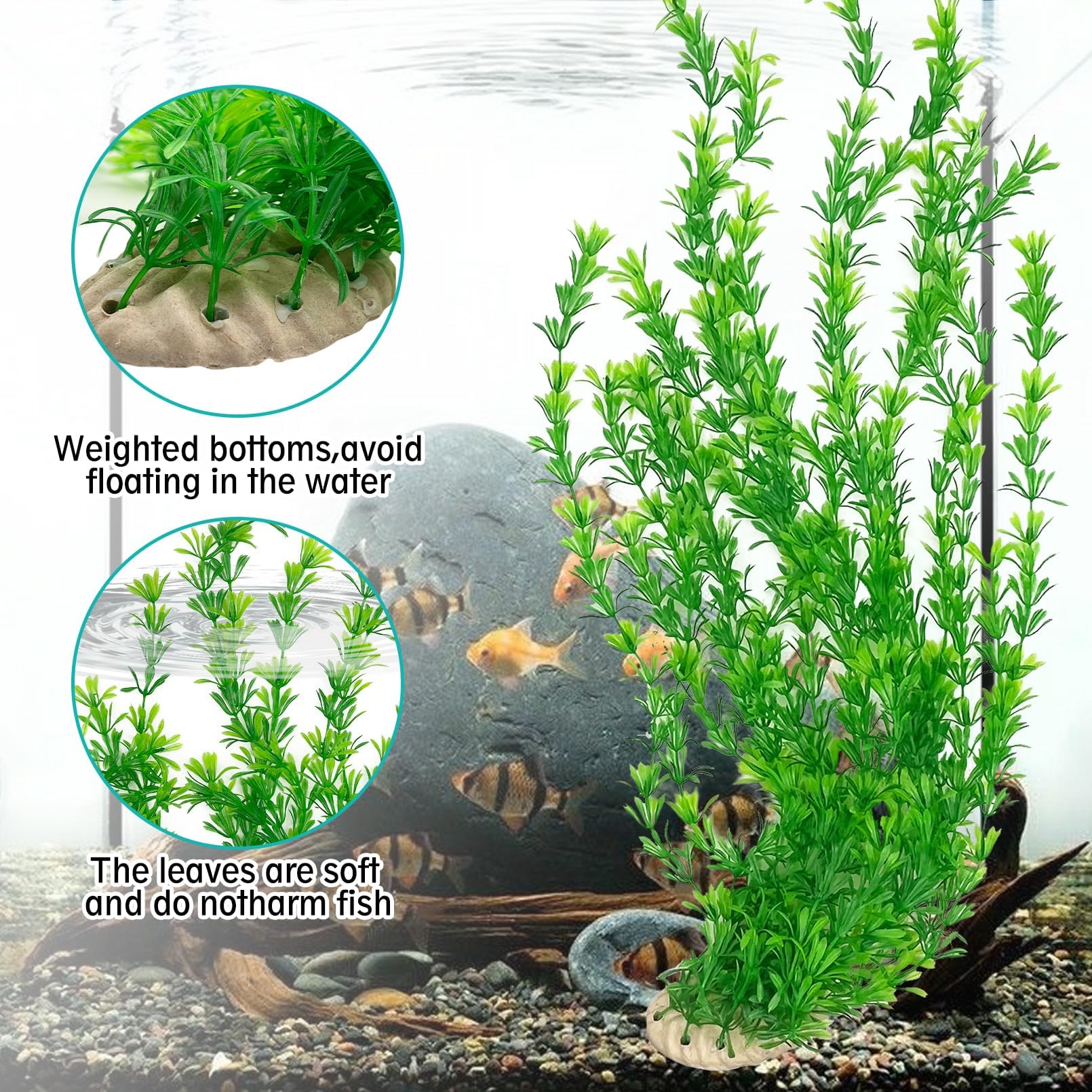 PINVNBY Aquarium Plastic Plants Tall 23 Inches Fish Tank Decorations - Image 3