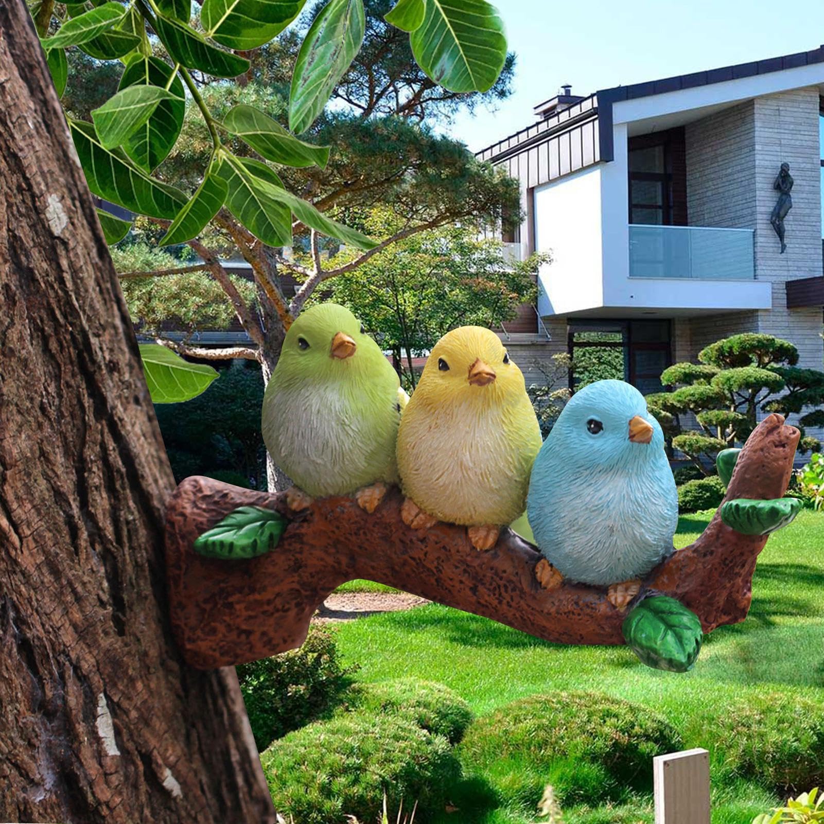 Amazon.co.jp: 鳥の置物、枝の鳥の彫刻、装飾樹脂吊り下げ可能なモダン