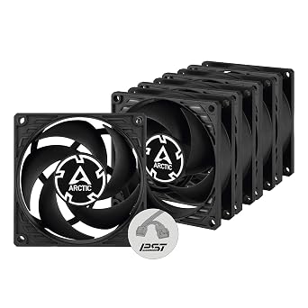 ARCTIC P8 PWM PST 5 Pack - PC Fans, 80mm Case Fan with PWM Sharing Technology PST, Pressure-optimised, Quiet Motor, Computer, Fan Speed 2003000 RPM - Black