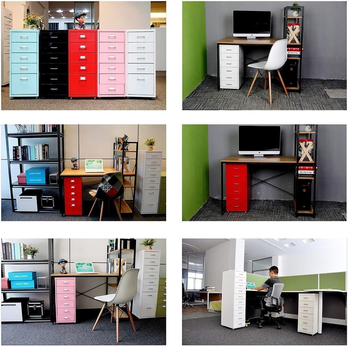 6-Drawer Vertical Legal File Cabinet with Wheels, Metal Filing Drawers, All-Steel Construction, Dark Grey for Office/Home Storage (Dark Grey)