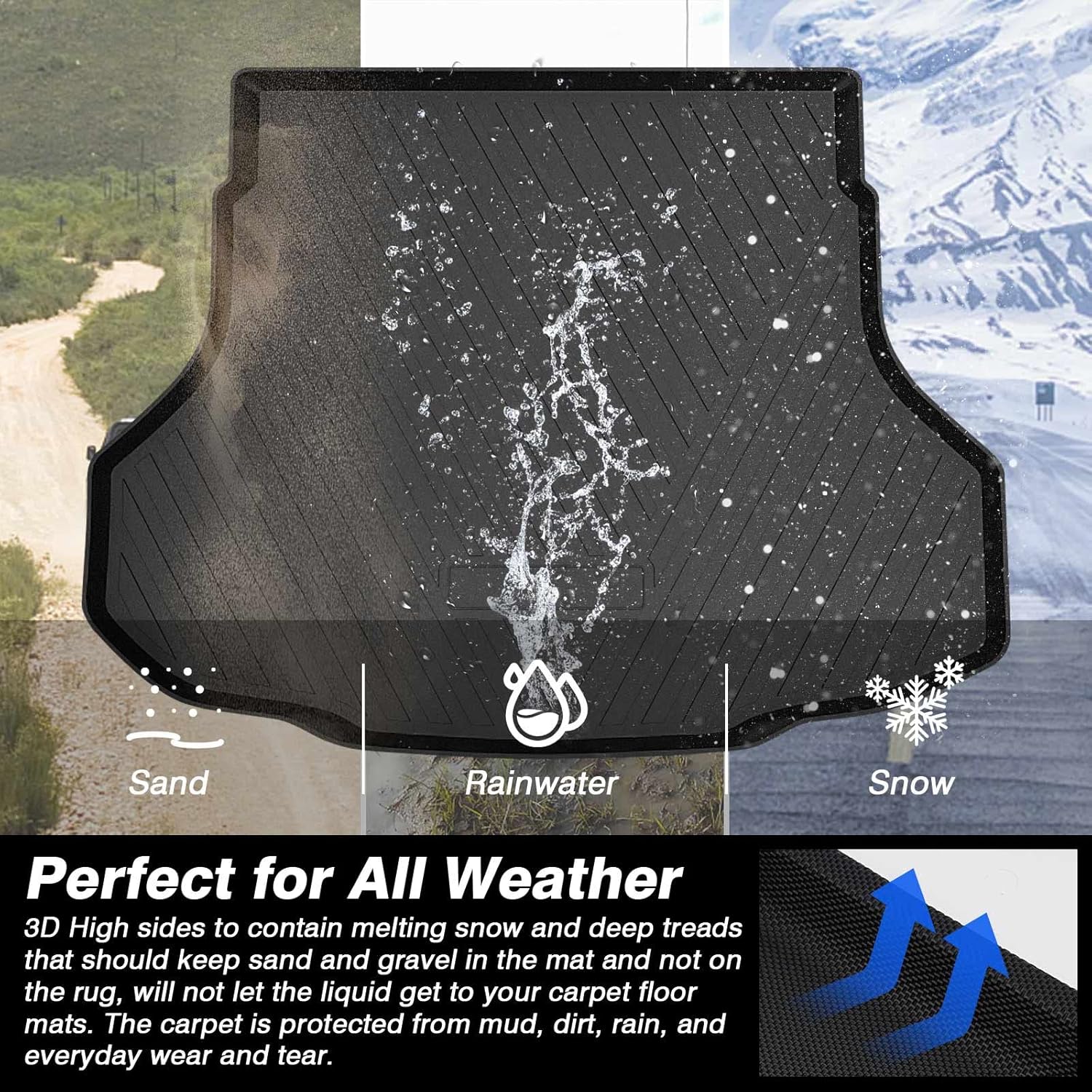 KUST Trunk Cargo Mat for Hyundai Elantra 2021-2025 2026, TPE Rubber Cargo Liner Rear Trunk Liner for Elantra Accessories All Weather Protection High Side