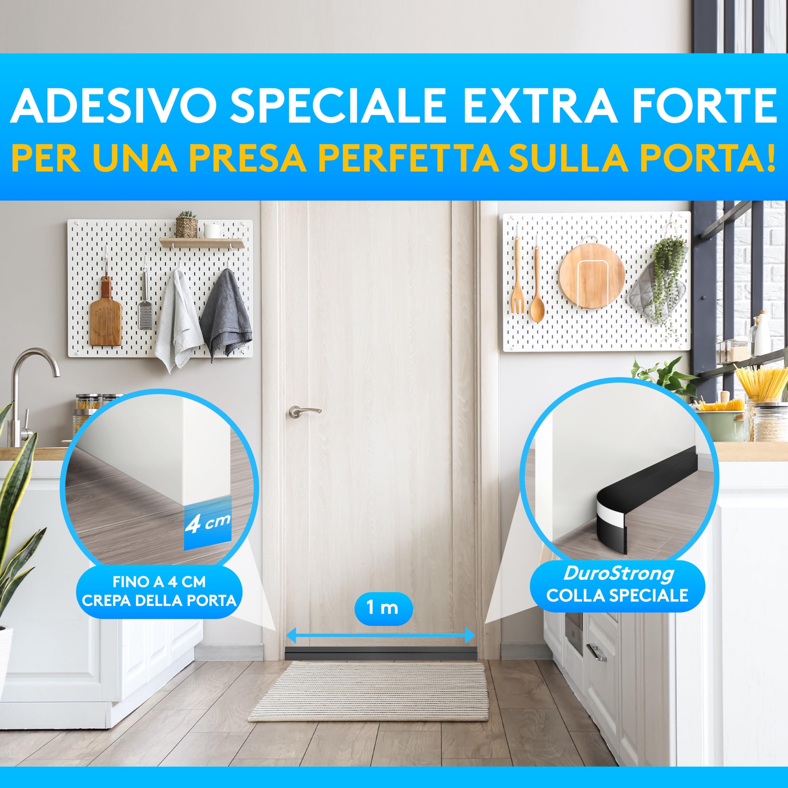SilverRack Paraspifferi porta blindata Premium - Paraspifferi sottoporta - 1x1m Nero - Paraspiffero Isolante dal Freddo Ideale per l'Isolamento Acustico - Paraspiffero per Porta d'Ingresso