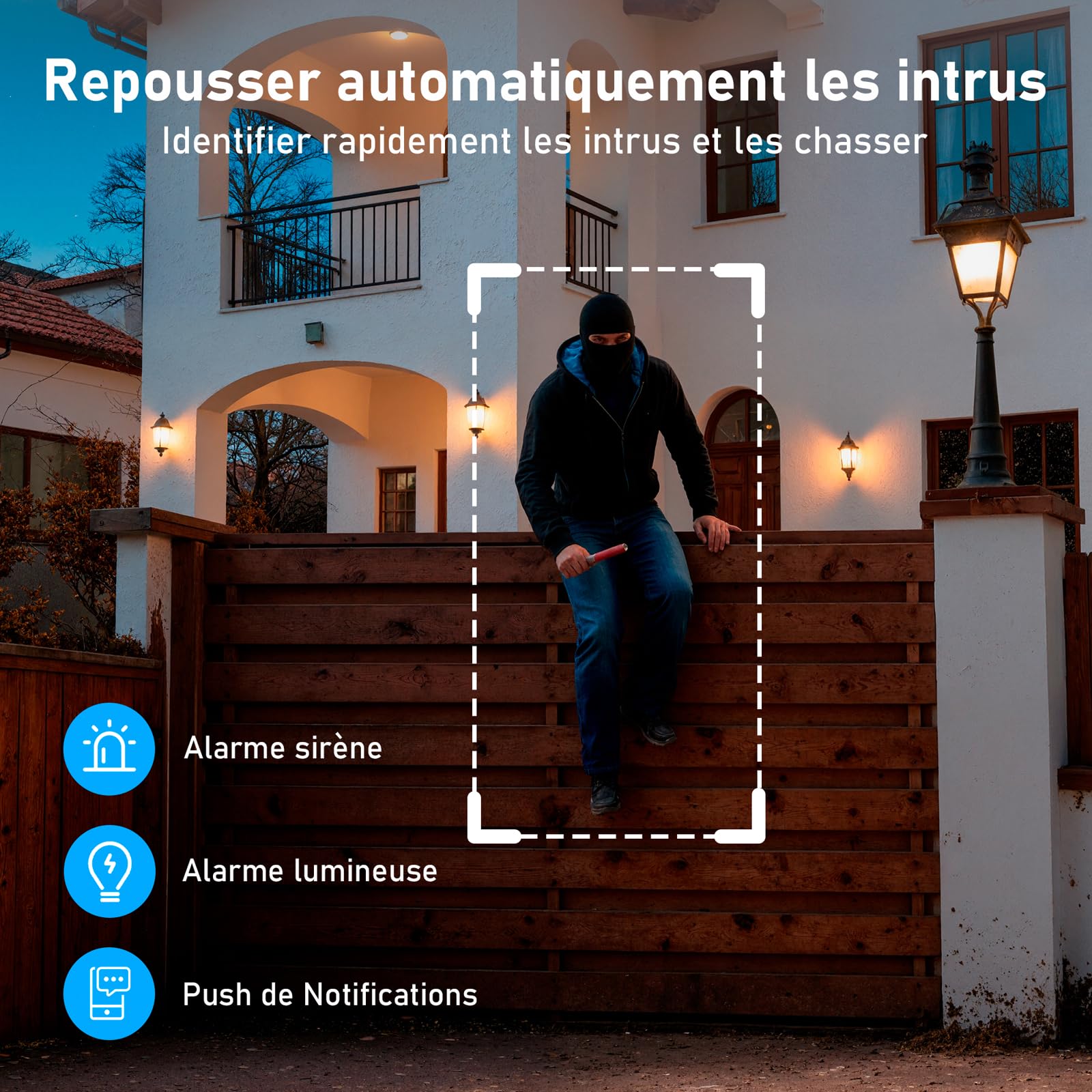 [5G & 2,4G] Camera Exterieur Sans Fil Solaire,Batterie 7800mAh et panneau solaire 6W,Camera Solaire Exterieur WiFi Sans Fil sur AI Détection Humaine,Vision Nocturne Couleur,Audio Bidirectionnel, Cloud