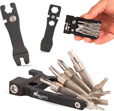 IMPALAPRO Bike Tool Kit Portable 20 in 1 Compact and Lightweight 117.5g Chrome-Vanadium CRV - Bike Multitool with Chain Breaker - MTB Multitool - Bike Repair Tools Black