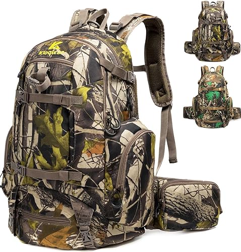Mochila de caza, paquete de caza de equipo al aire libre con cubierta de lluvia, paquete duradero de gran capacidad., Camo Verde, Moda