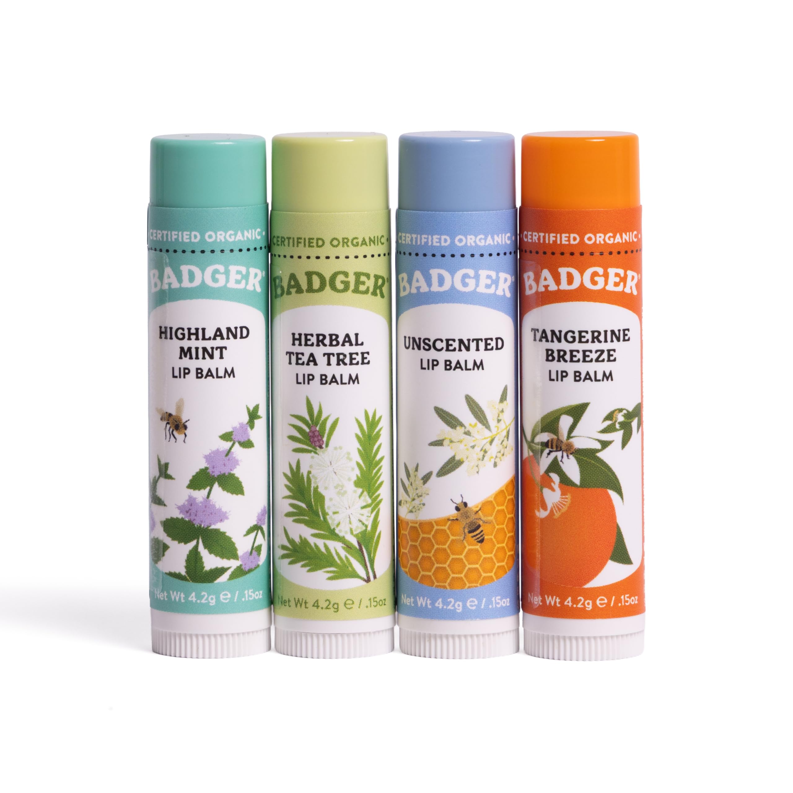 Badger Lip Balm 4 Sticks Gift Set Green Pack