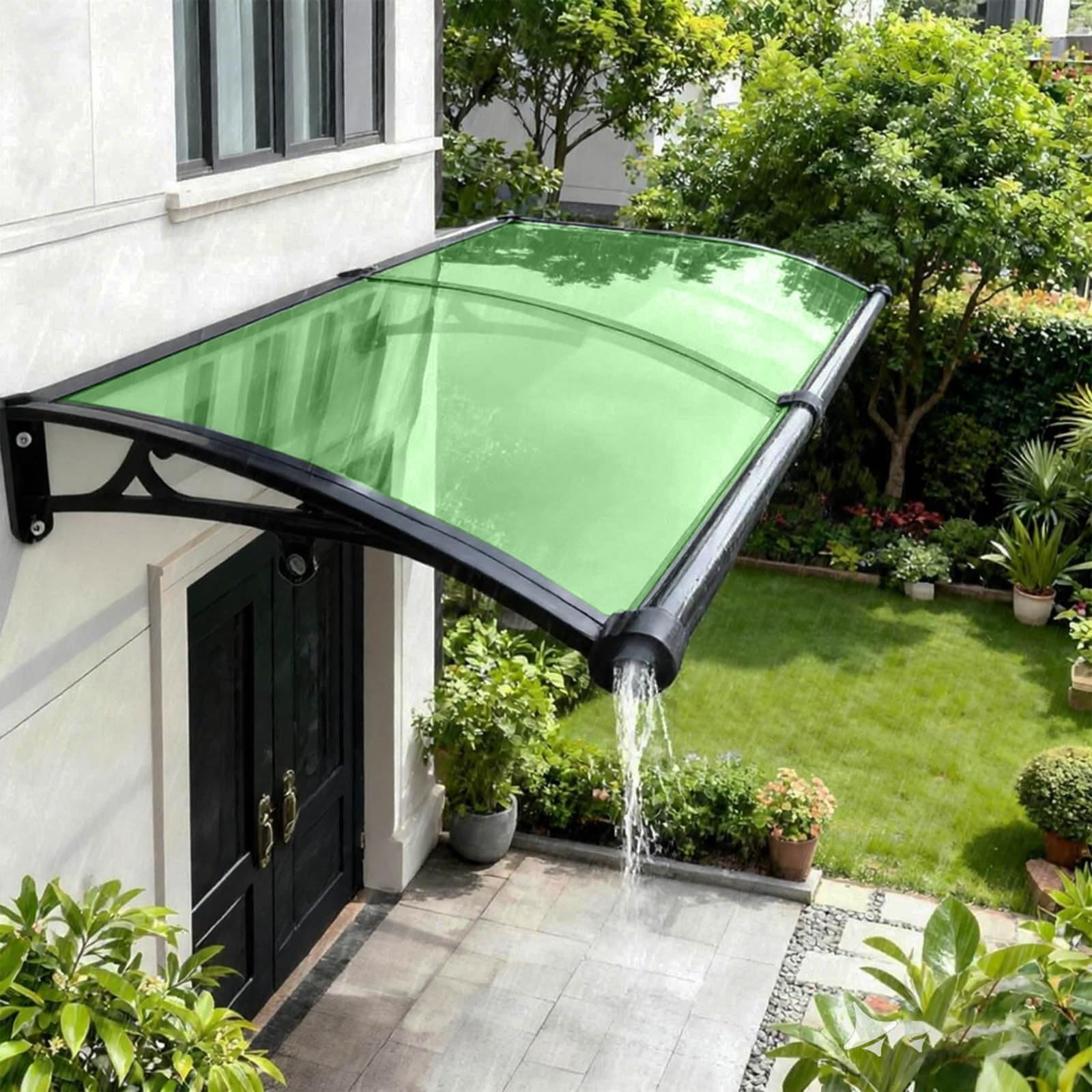 LWJSOCP Outdoor Door Canopy Cover UV & Rain Protection for Front Porch/Patio Polycarbonate Aw for Entrance Strong Weatherproof Shelter (32x110in)