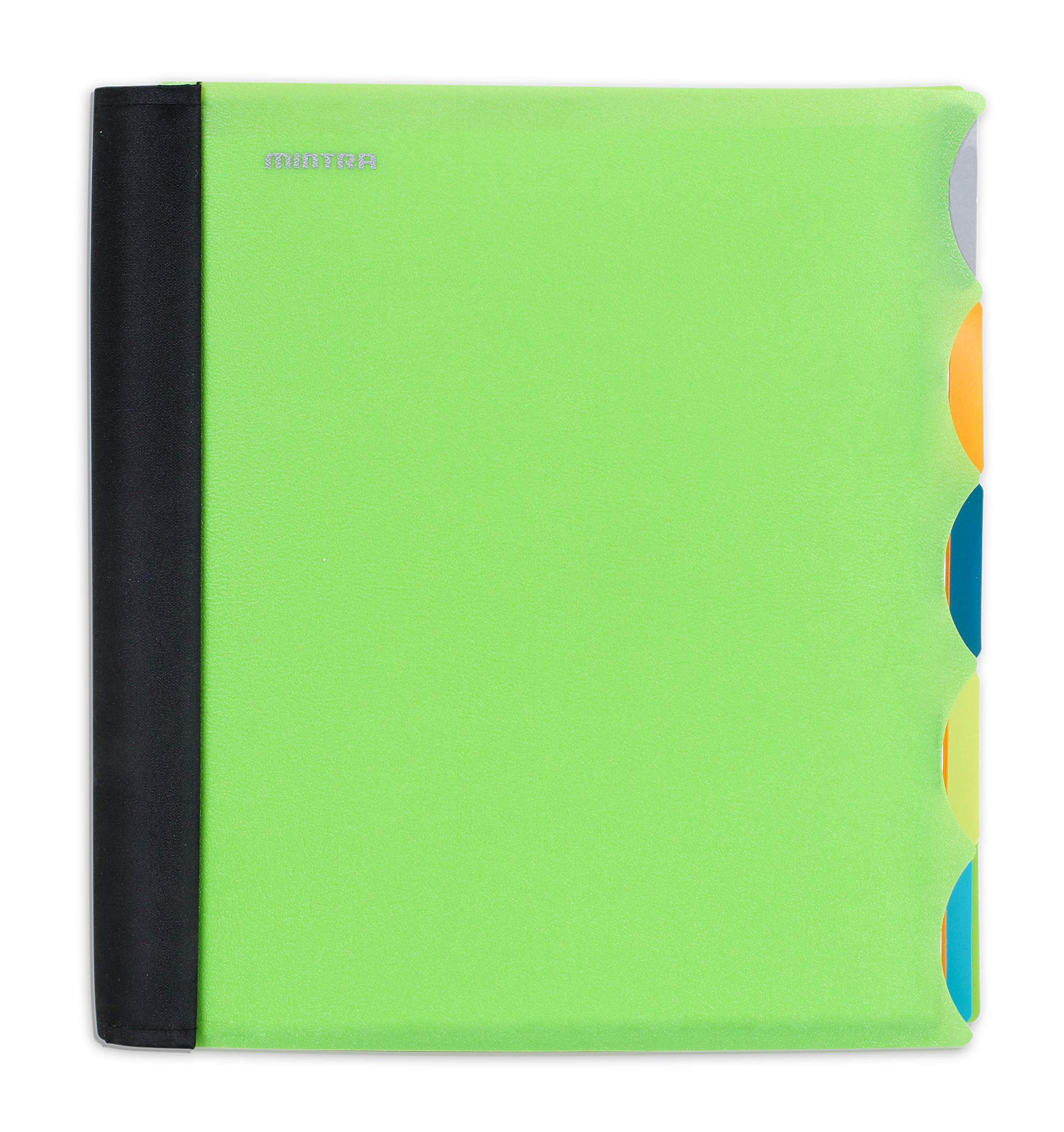 Mintra Office Langlebiges Premium-Spiral-Notizbuch (grün, 5 Themen, 21.6x27.9 cm), mit Stoff überzogene Spulen, keine Verhakungen, abnehmbare, verstellbare Taschenteiler, Organisation, anpassbar