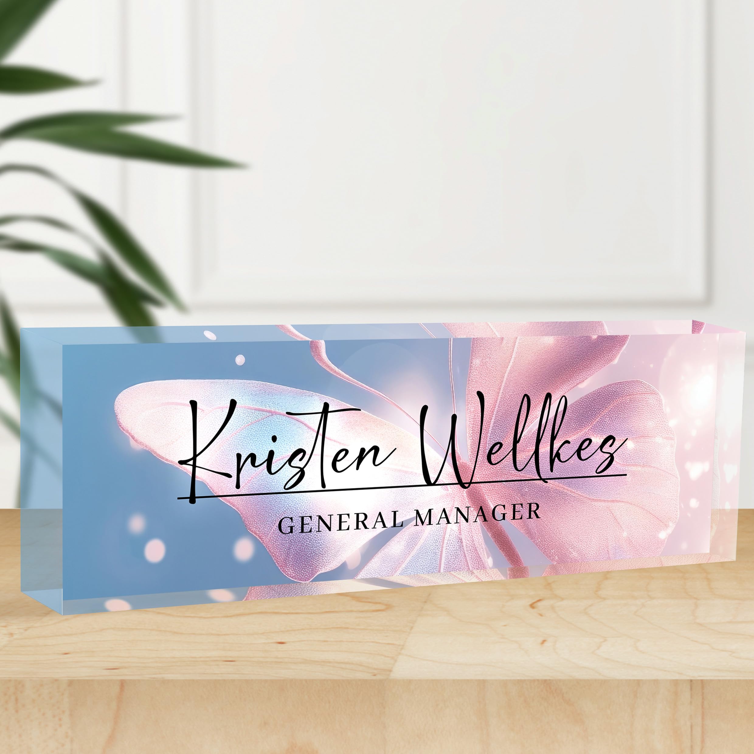 Personalized Office Name Plate, Custom Name Plate for Desks, Office Desk Decorations Gift for Women Men, Acrylic Desk Name Plate for Teacher Coworkers