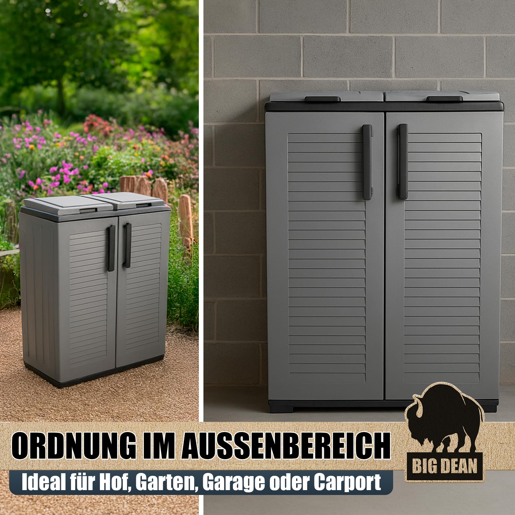 BigDean Mülltrennsystem Schrank Recycling System auch für Gelben Sack | Made in Italy