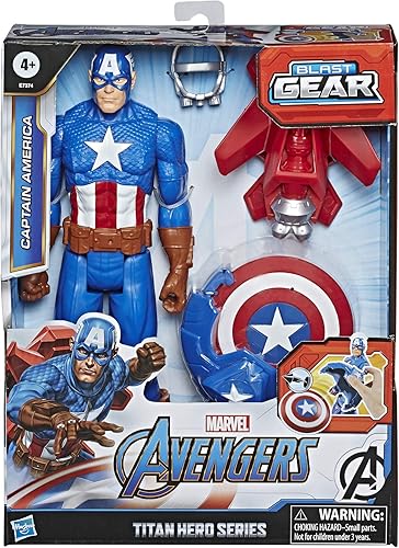 Miniatura 2 de Marvel Titan Hero Series Capitán América de los Vengadores, juguete de 12 pulgadas, con lanzador, 2 accesorios y proyectil, edades 4 y más