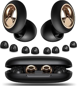 Ear Plugs for Sleeping Noise Cancelling, Soft Earplugs for Sleep, 45dB Reusable Ear Plugs for Noise Reduction with 8 Ear Tips, Silicone Hearing Protection Ear plugs for Concert and Travel(Black)