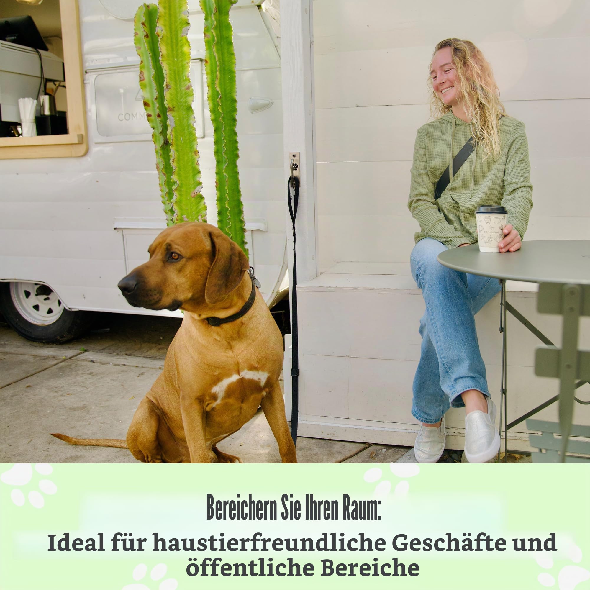 Hundeanhänger, sichere Hundeleine, Parkmontage, für den Innen- und Außenbereich, Wandhaken, aus Edelstahl, praktisches Leinenmanagement für Zuhause und Geschäft, schmal, kompakt