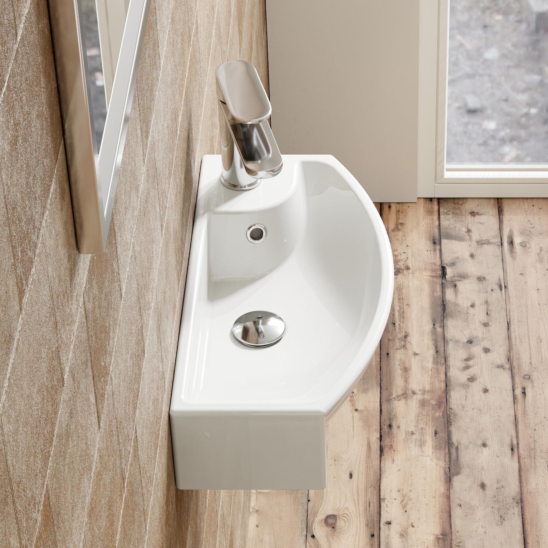 HOROW Waschbecken Klein Gäste WC 45 cm Breit Weiß