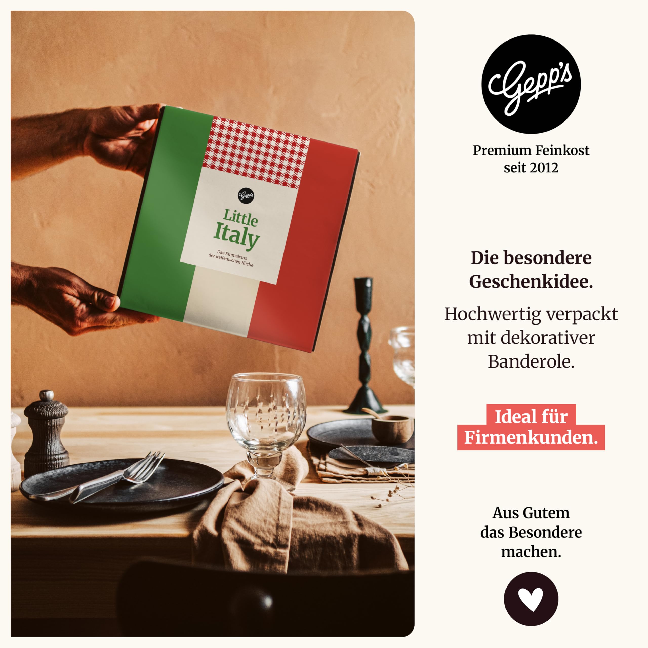 Gepp’s Feinkost Little Italy Geschenkbox I Geschenkkorb gefüllt mit hausgemachter Pasta & feinsten italienischen Spezialitäten I Gourmet Italien Geschenk-Idee für Männer und Frauen