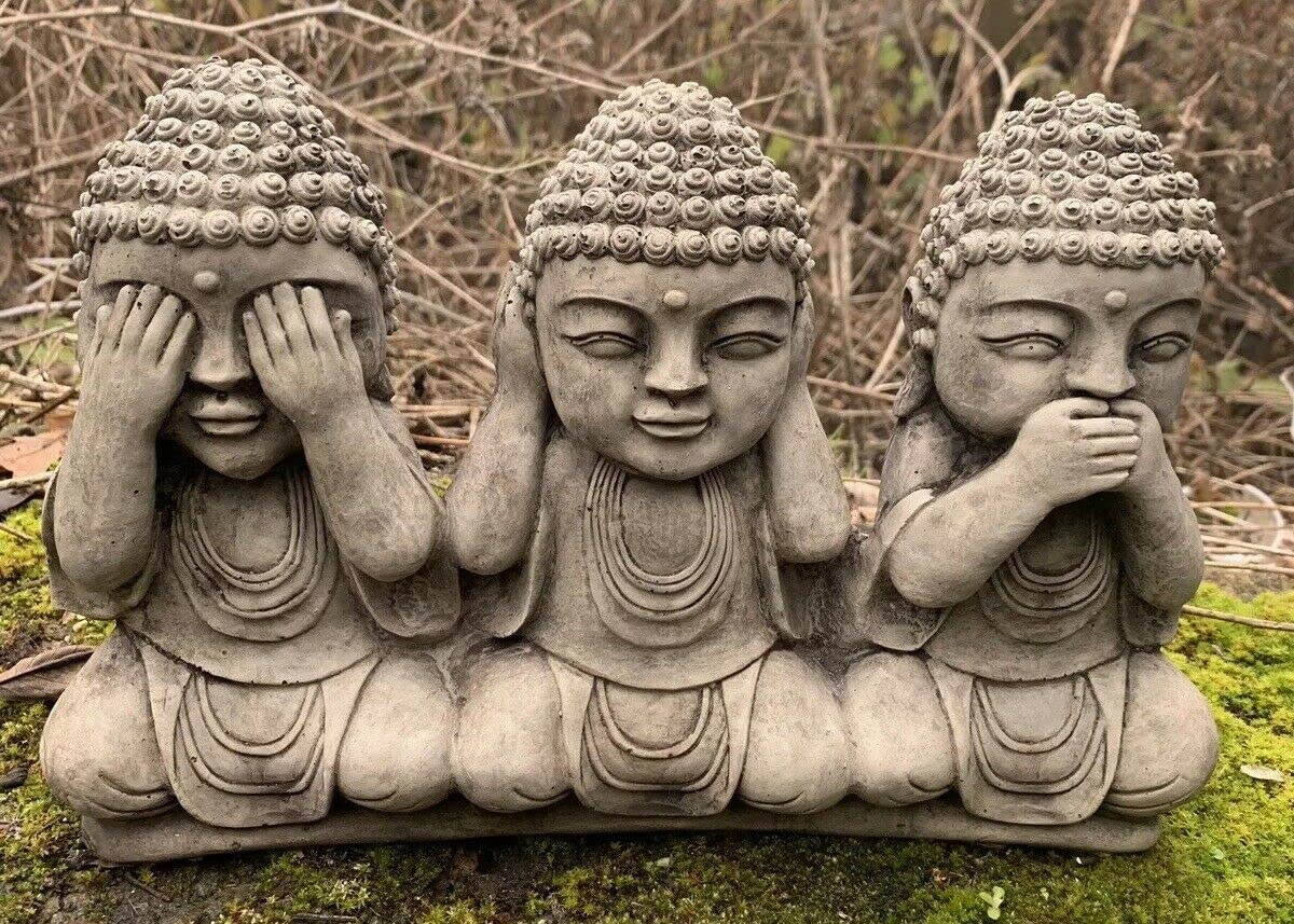 J And L Stone Ornaments Stone Garden See Hear Speak No Evil Buddha Cute Ornaments