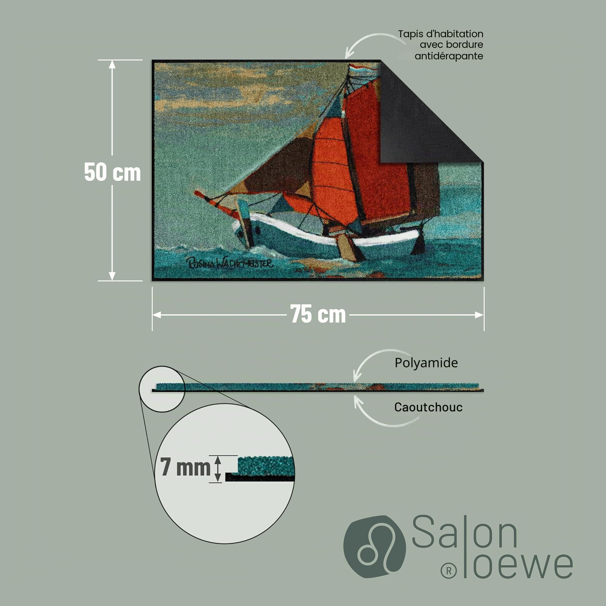 Salonloewe Rosina Wachtmeister SLD1313-050x075 Paillasson lavable Sail Away, 50 x 75 cm