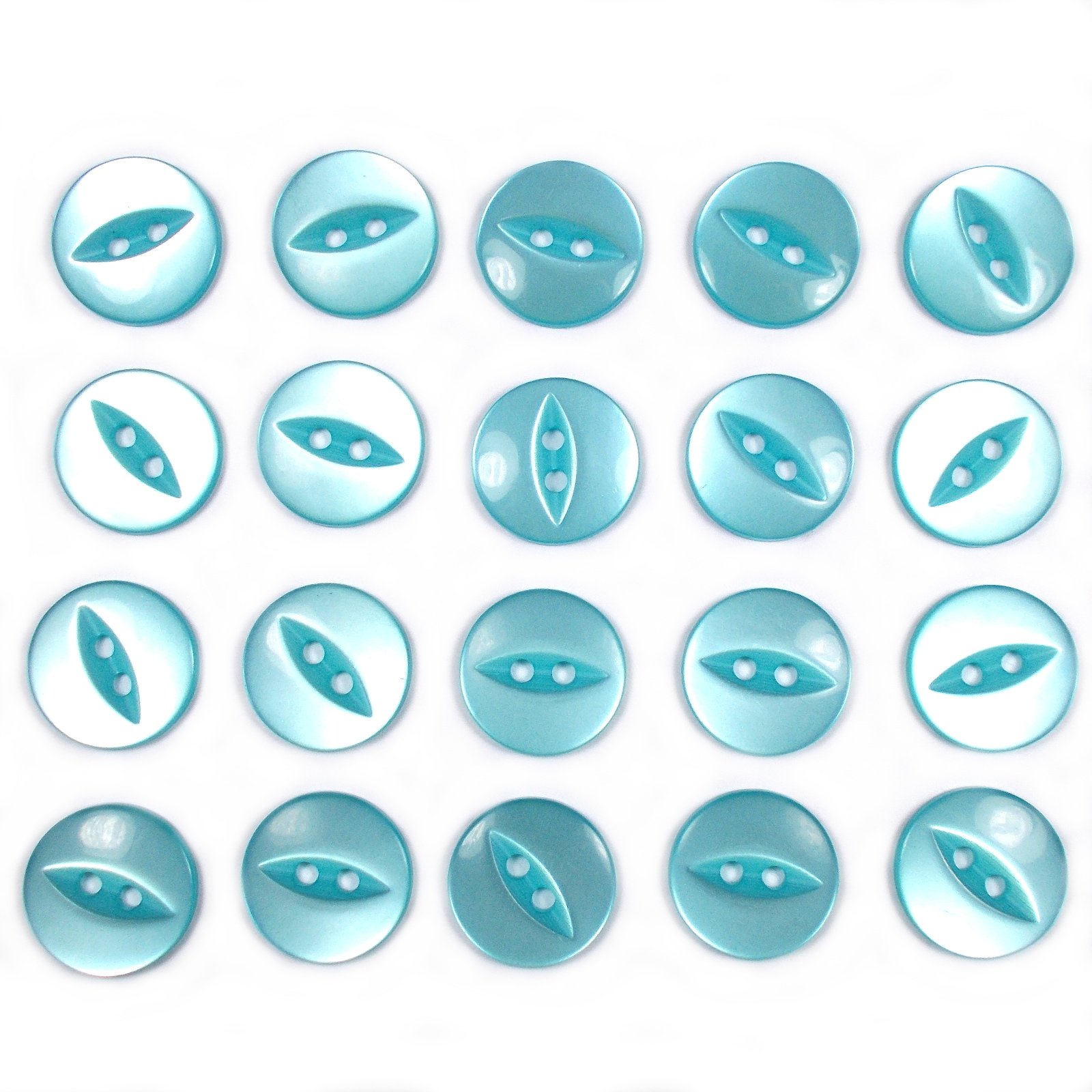 Push The Button Blue Fisheye Basic Buttons Turquoise Pack Of 20 (14Mm)