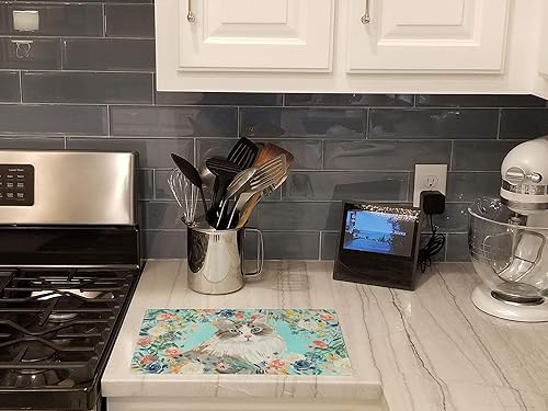 Miniatura 2 de Caroline's Treasures CK3399LCB Tabla de cortar de vidrio de flores de primavera siberiana grande decorativa de vidrio templado tabla de cortar y