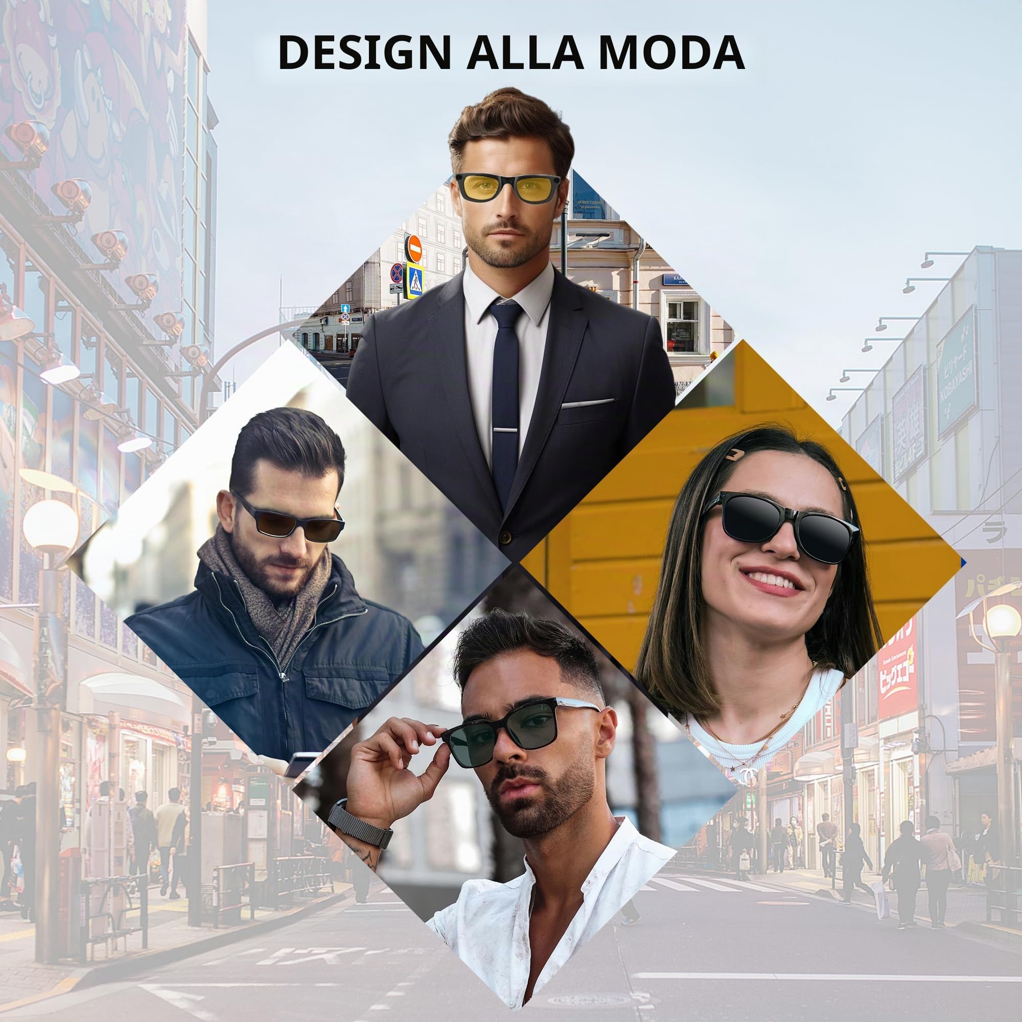 RCstyle Compatibile con Ray-Ban Meta Wayfarer (Standard) Smart Glasses Set di clip a cambio colore (Marrone, Giallo visione notturna, Nero)