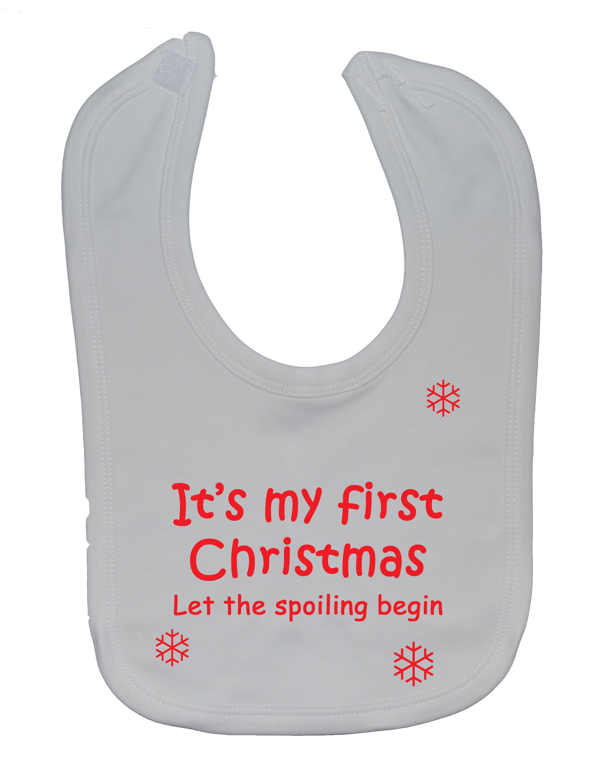 Acce Products It's My First Christmas Let The Spoiling Begin Baby Feeding Bib Touch Attached 0 to approx 3 Years - White