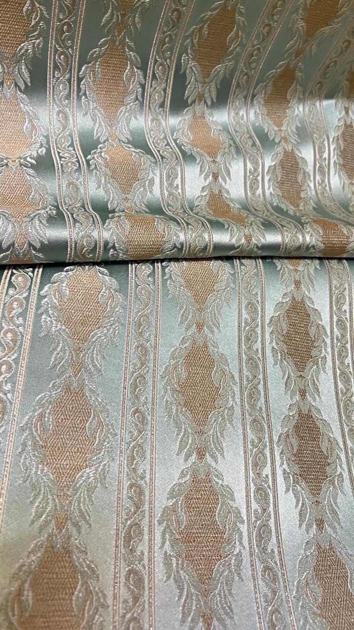 Luxurious Woven Jacquard Damask Stripes Heavy Furnishing Fabric for Upholstery, Sofa, Chair, Cushion Covers, Head Board - Width 54 inches - Fabric by The Yard (Blue)