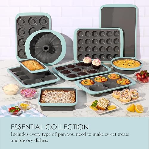 Miniatura 4 de Chicago Metallic Molde de silicona para magdalenas de 12 tazas, antiadherente con borde reforzado con alambre, silicona de grado alimenticio sin