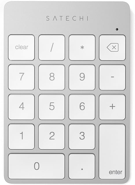 Satechi Slim Aluminum Bluetooth Wireless 18-Key Keypad Keyboard Extension - Compatible with MacBook Pro, MacBook Air, Mac Mini, iMac, iMac Pro, iPad, iPhone and More (Silver)