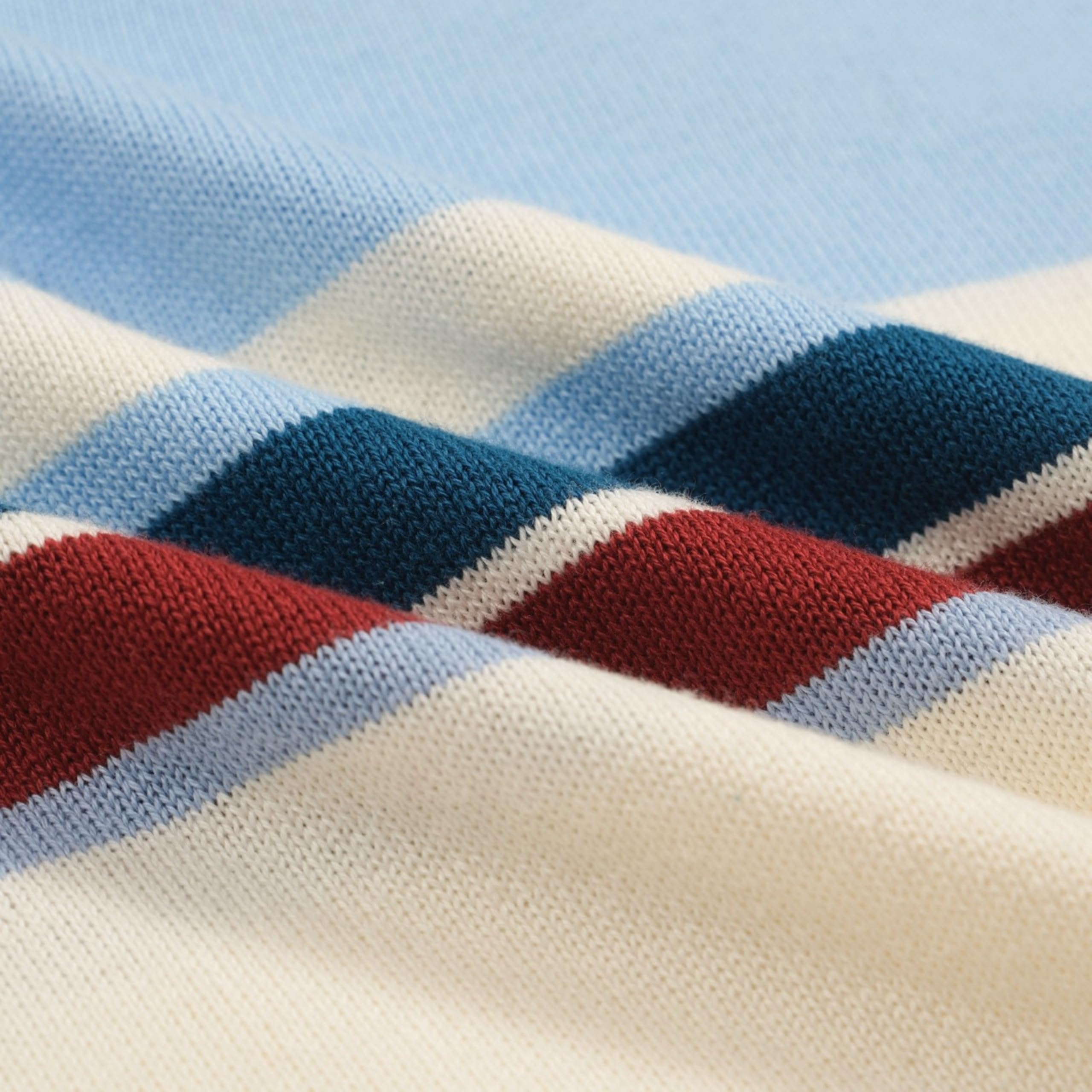 OXKNIT Polo da uomo, a maniche corte, blu, a righe, scollo a V, estiva, da golf, vestibilità regolare