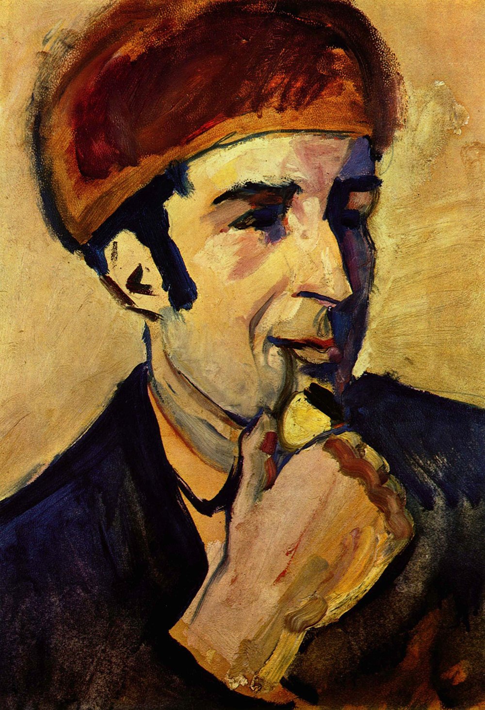 August Macke Portrait of Franz Marc cadre noir tableau mat