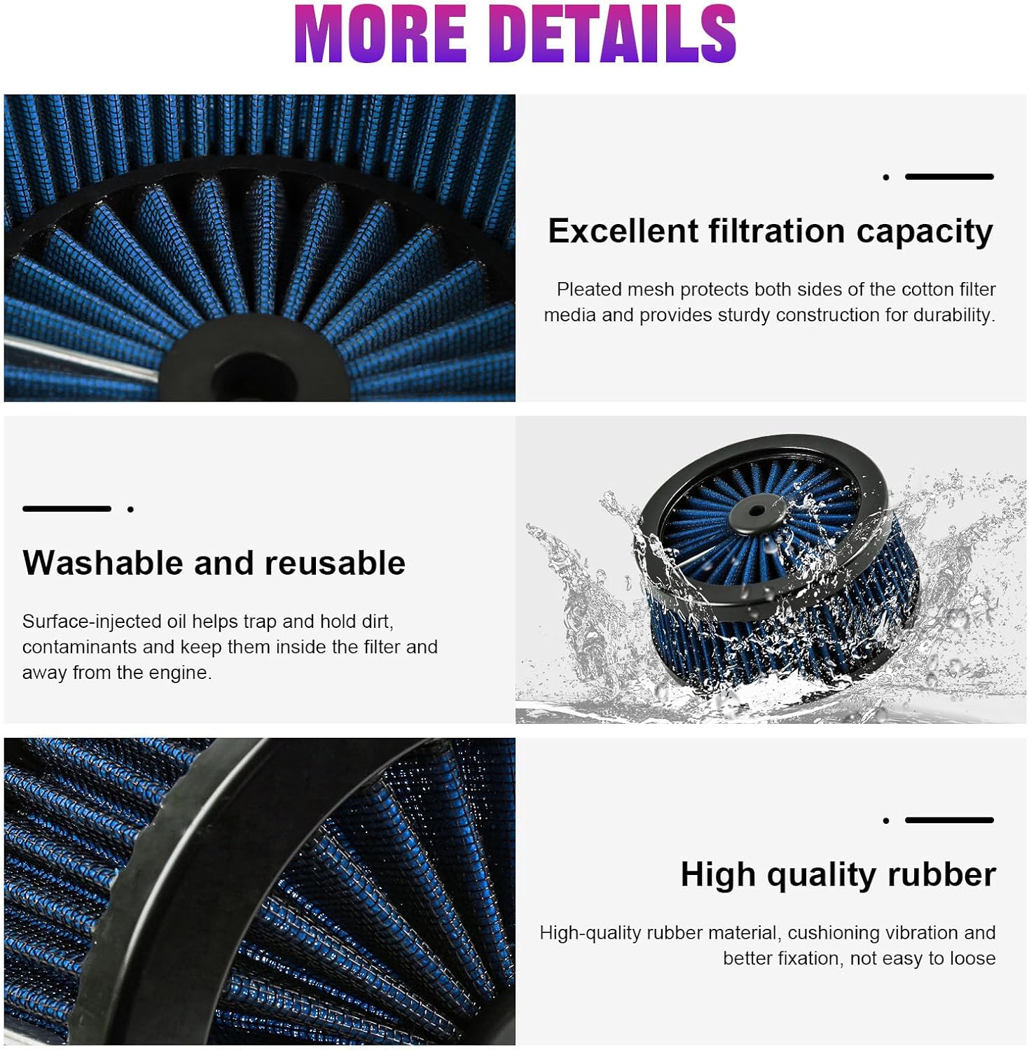 High Performance Air Filters Cleaner Fit for Harley Touring Street Road Glide Road King Softail Dyna FXDLS FXR (Blue)