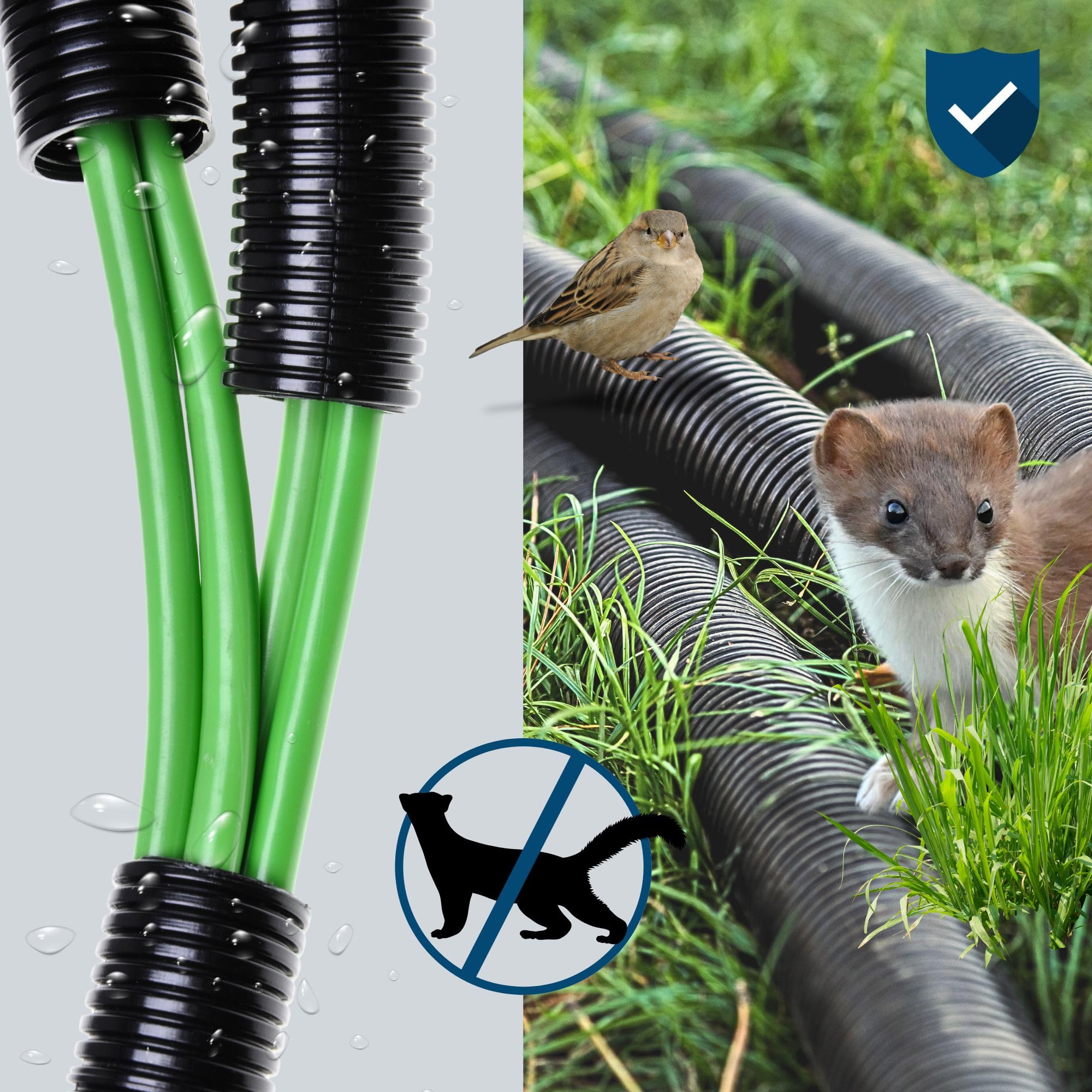 10 m Kalitec Corrugated Pipe Twin NW 7.5 I Corrugated Hose Two-Piece I Solar Corrugated Pipe I Marten Protection Tube I Empty Tube I Cable Protection AD 10.3 mm ID 5.6 mm - Image 3