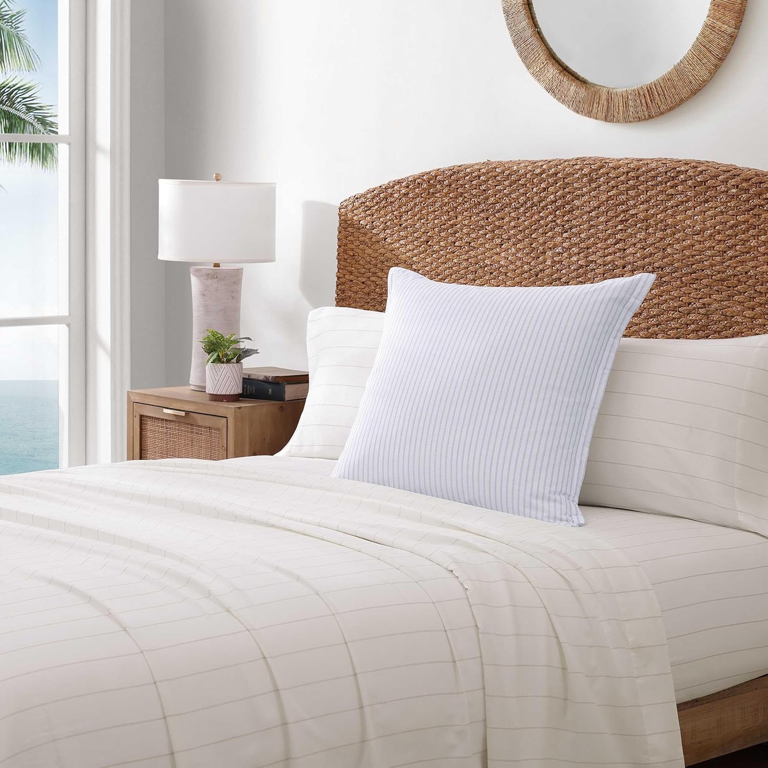 Tommy Bahama - European Sham Cover Set, Cotton Bedding with Envelope Closure, Resort Inspired Bedding Set, Oeko-Tex Certified (Bahama Basic Canvas White)