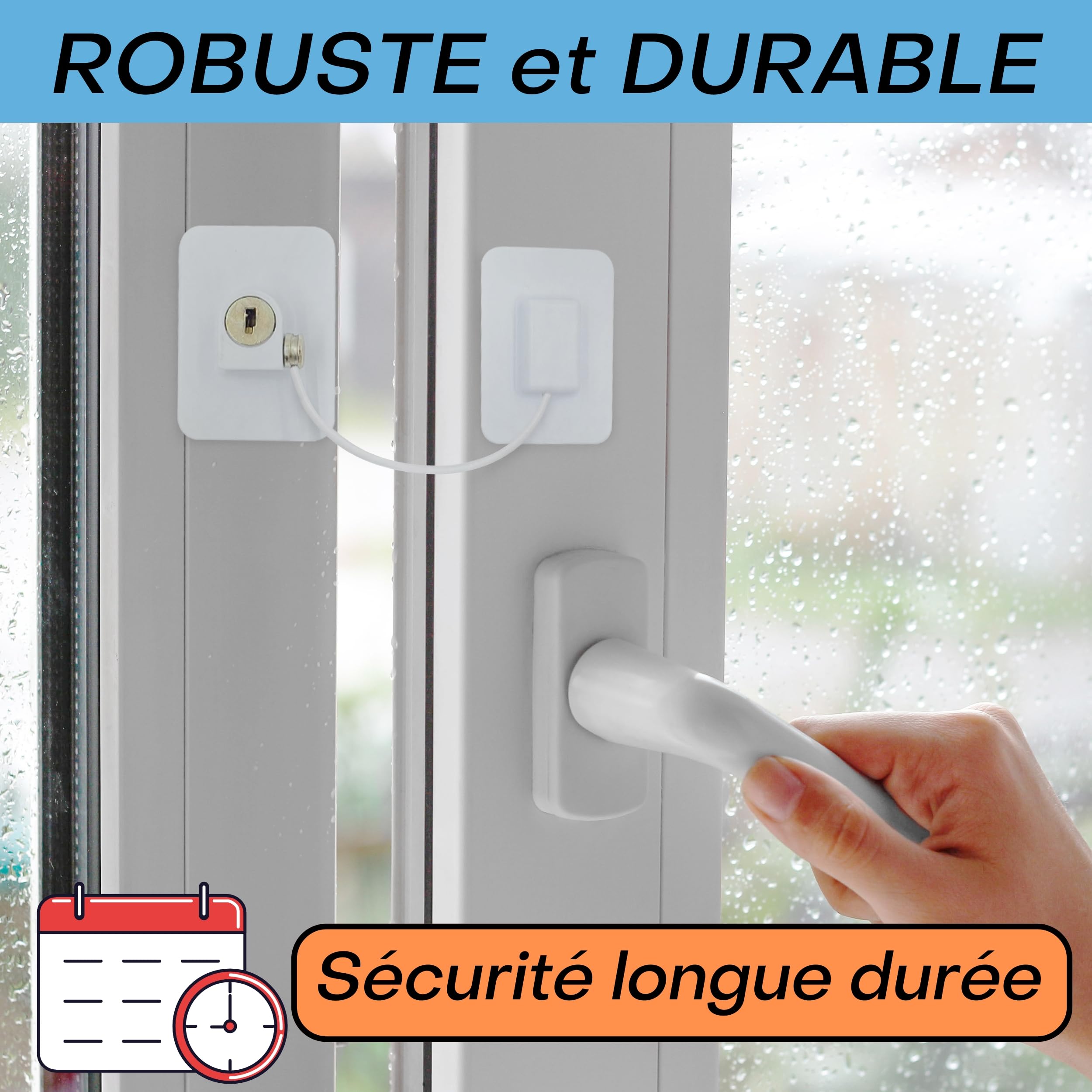Securite Fenetre Enfant: [x3 Pieces] | Norme EU | Sans Percer | Entrebailleur Placard, Bloque Porte, Serrure Frigo, Tiroir | Offert 4 Proteges Doigts