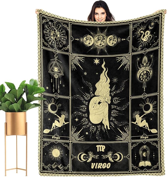 Virgo Blanket 12 Horoscope Astrology Bed Blankets Soft Cozy Personalized Flannel Throw Blankets 80
