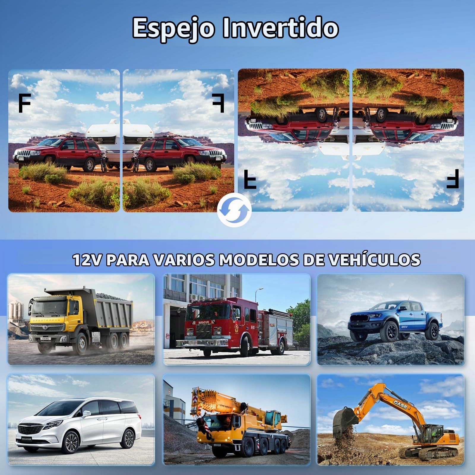 Kit de Monitor con Cámara Trasera Digital Hodozzy, Pantalla 5 Pulgadas 1080P HD Visión Nocturna IP69 Impermeable, Ángulo Amplio con Cable y Soporte Corto de Matrícula para Camión Caravana Autocaravana