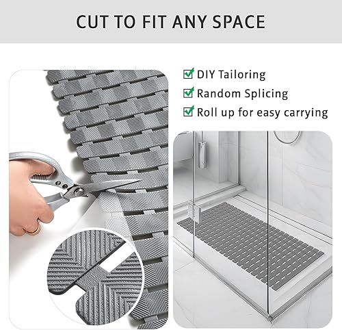 Miniatura 6 de XIYUNTE Tapete de ducha antideslizante para bañera, tapete de baño de PVC de 40 x 16 pulgadas, tapete de ducha antideslizante para ducha interior,