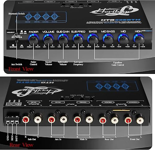 Miniatura 3 de Subwoofer ecualizador paramétrico Lanzar - Control de ganancia y conectividad de audio inalámbrico Bluetooth Iluminación de luz azul, versión