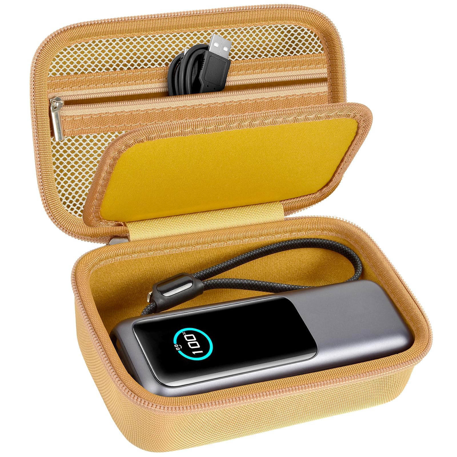 Laptop Power Bank Case for Anker 25000& Prime 27650, Gold | Organizes the Power Bank, Small Cables and 100W Charging Base; Larger 150W Charging Base Does Not Fit, Case Only