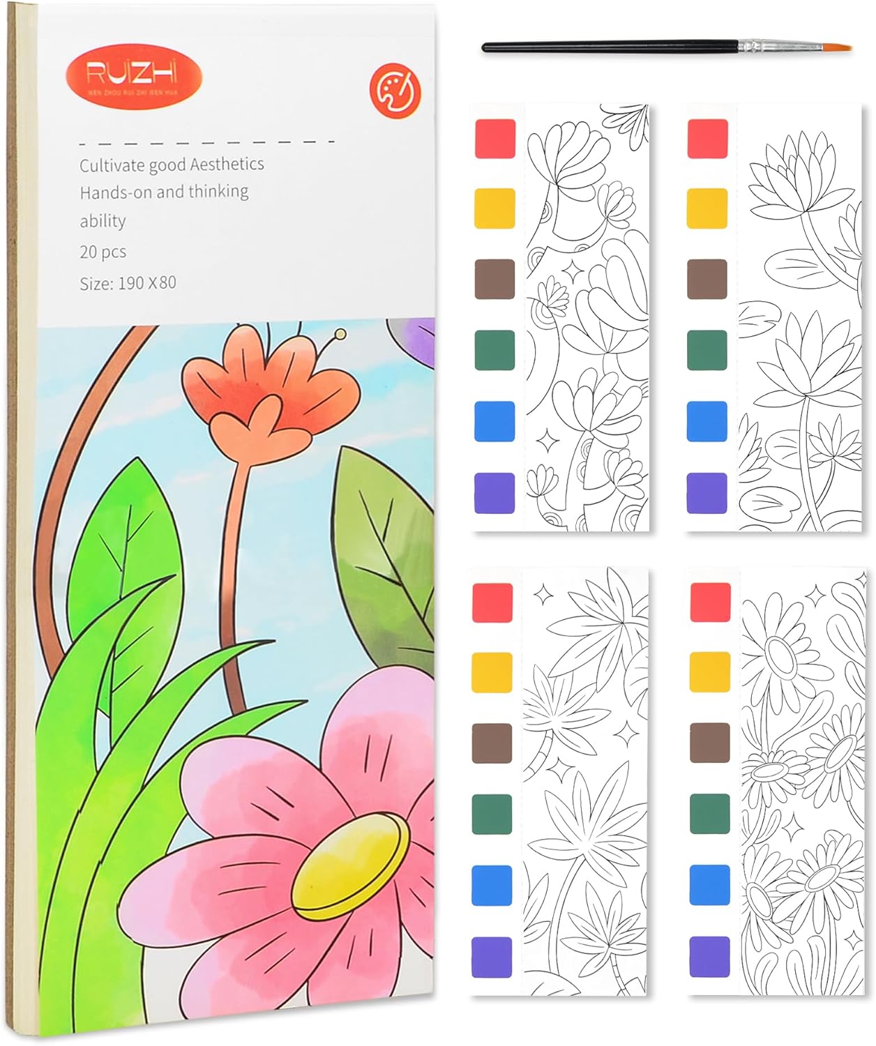 Festicy Cahier De Coloriage Aquarelle Avec Pinceau Aquarelle I 25 Pages Pour Coloriage Aquarelle