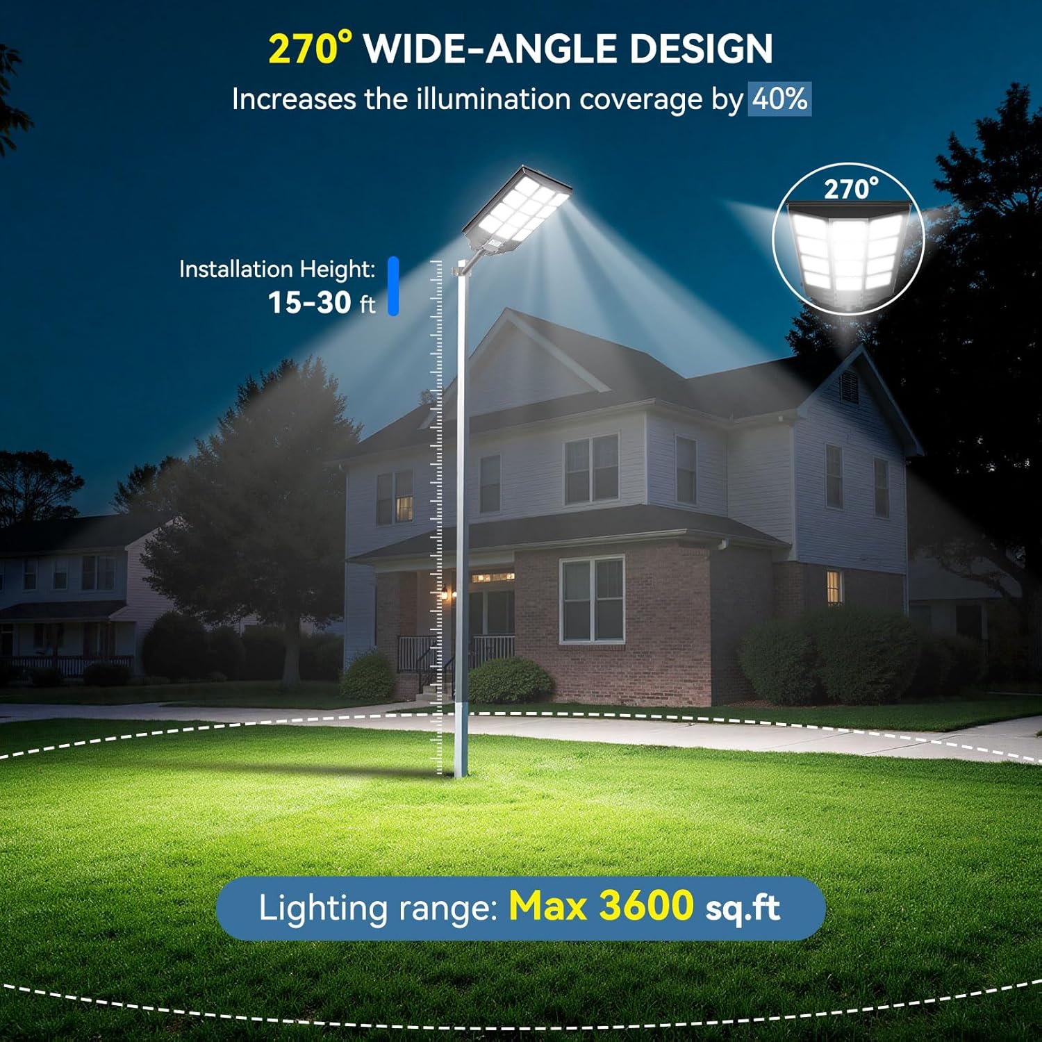 8000W Solar Street Lights Outdoor Waterproof, Dusk to Dawn Solar Lights Outdoor, LED Flood Security Light with Motion Sensor and Remote Control for Yard, Parking Lot, Garage, Street, 3 Pack