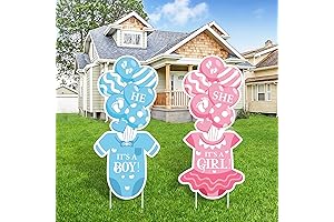 2 Sets Baby Shower Plastic Yard Sign with Stakes Gender Reveal Outdoor Decorations
